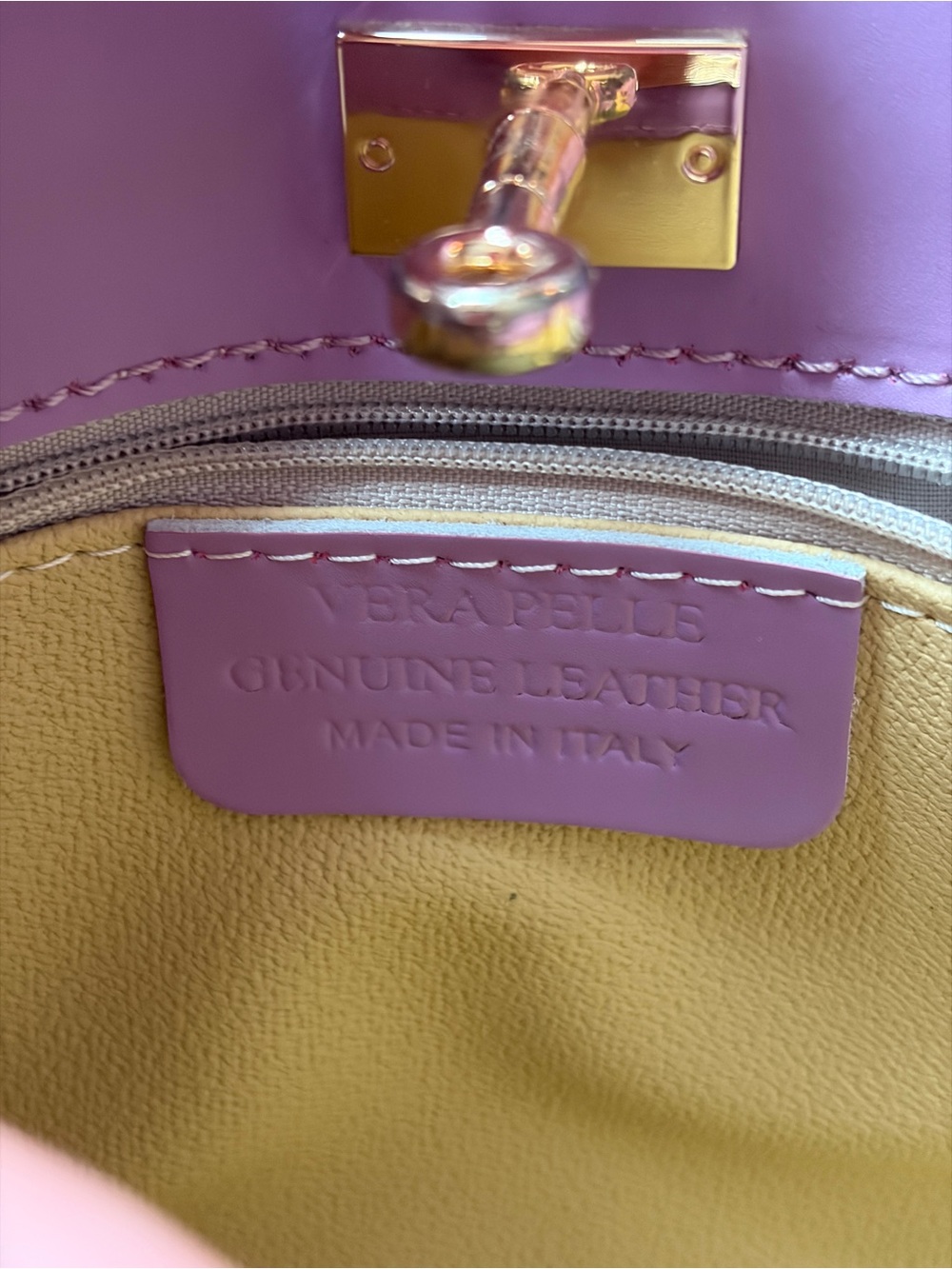 Italian Leather Lilac Top-Handle purse - Picture 5 of 6